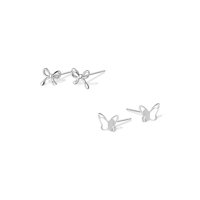 KUMET Sterling Silver Stud Earrings Women's Couple Birthday Anniversary Gift-0