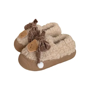 Thin Strips Cotton Slippers Women's Khaki