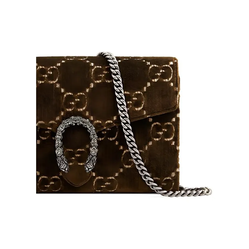 GUCCI Dionysus Velvet Wallets Shoulder Bag Crossbody Bag Mini Women's Brown-2