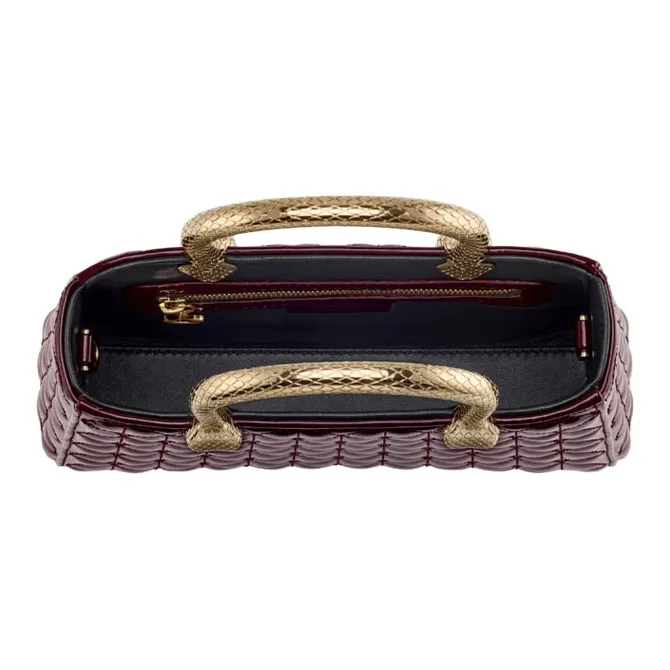 BVLGARI Serpentine Calfskin Tote Bag Shopping Bag Shoulder Bag Crossbody Bag Handbag Women's Dark Purple-2