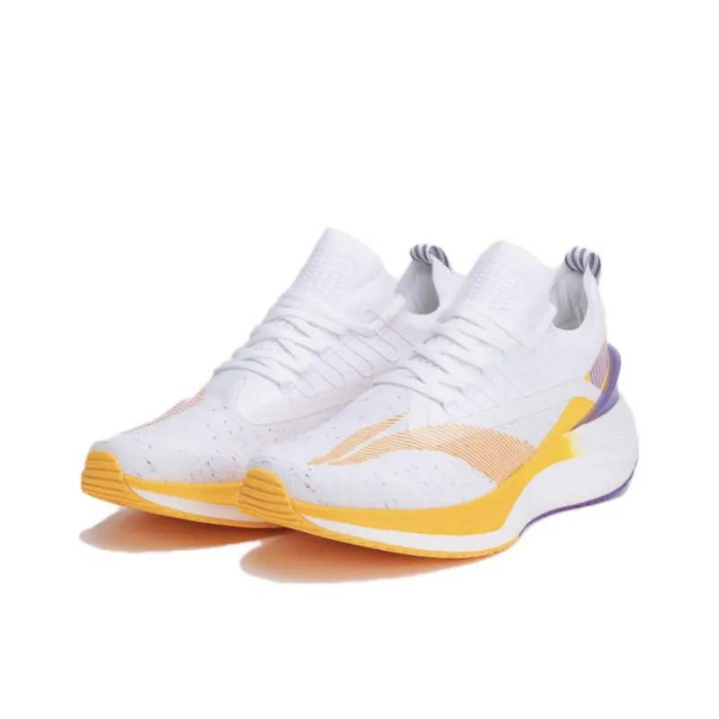 LiNing YueYing Element Cushioning Breathable Low-Top Running Shoes Men's White Orange-4