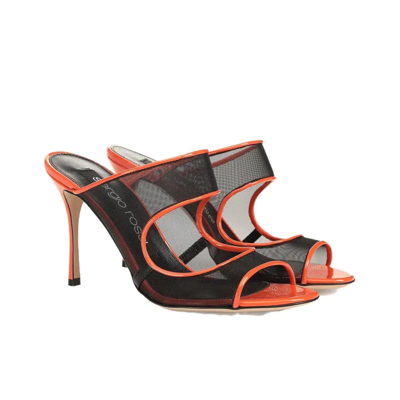 SERGIO ROSSI Mesh Detail Open-toe Pumps-2