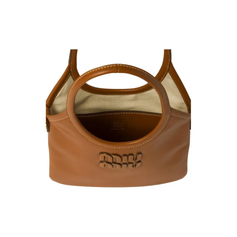 MIU MIU Ivy Leather Shoulder Bag, Crossbody Bag, Handbag Regular Women's Cognac-3