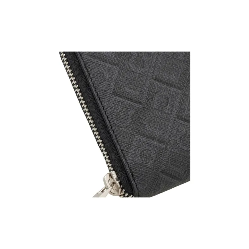 FERRAGAMO GANCINI Fabric Wallet Men's Black & Gray-4