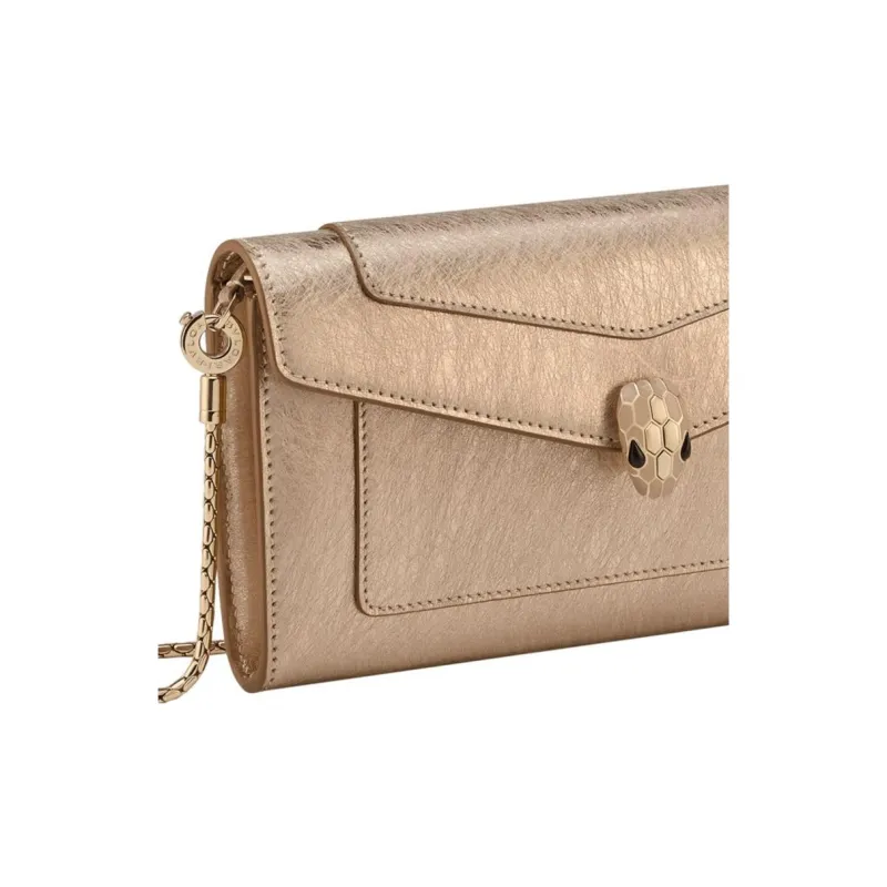 BVLGARI Serpenti Forever Calfskin Wallet Women's Light Gold-3