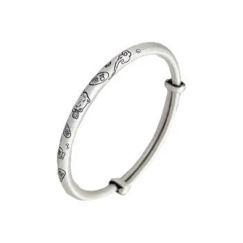 BYTHERE 999 Fine Silver Bangle, Birthday Love Unisex