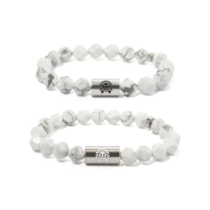 Rastaclat White Turquoise Small Lion Chinese Style Beaded Bracelet Unisex-0