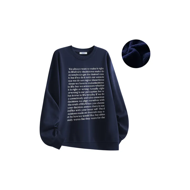 Kepu Crew Neck Thin Fleece Lined Hoodies & Sweatshirts Unisex-32