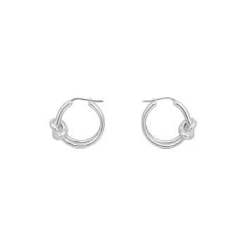 CELINE Knot Double Hoops In Brass With Rhodium Finish