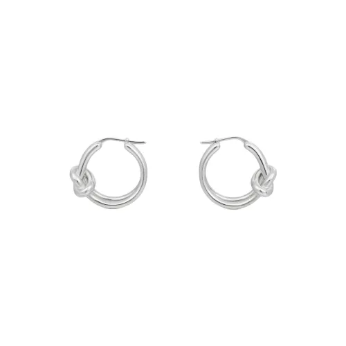 CELINE Knot Double Hoops In Brass With Rhodium Finish