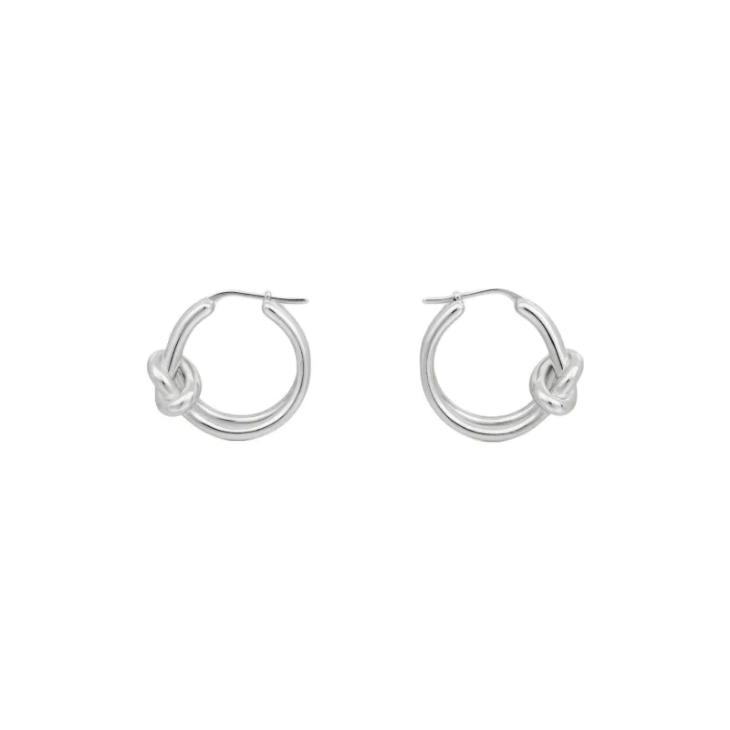CELINE Knot Double Hoops In Brass With Rhodium Finish-0
