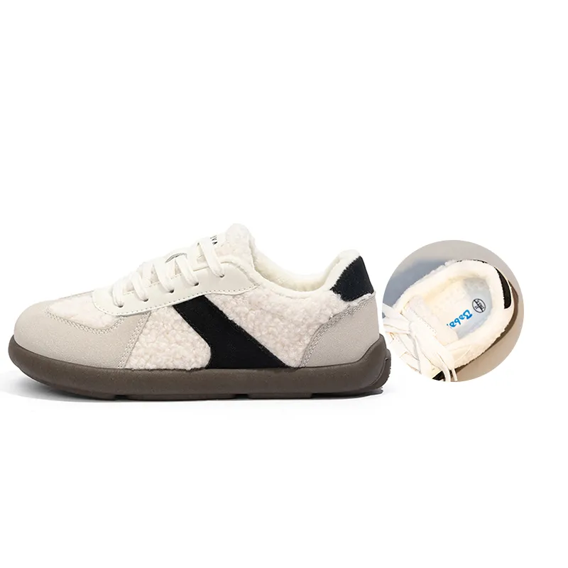 Babaya Anti Slip And Wear Resistant Warm Low Top Kids' Skateboarding Shoes Black Beige Teenagers-0