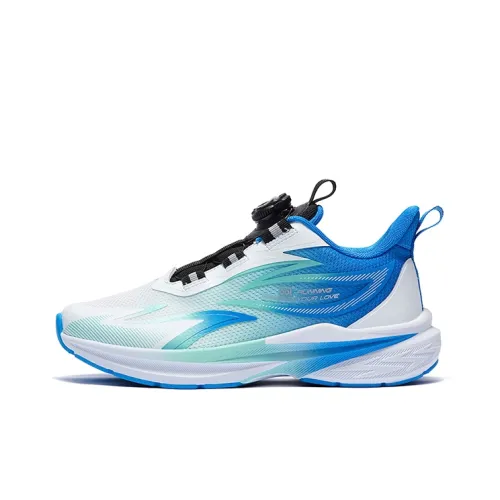 361°KIDS Hayate 1.0 Slip Resistant Cushioning Abrasion Resistant Low Top Kids' Running Shoes White Green Blue Teenagers