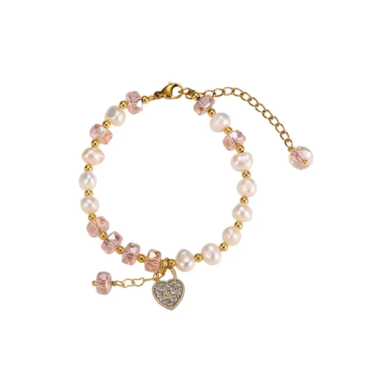 Yiru Freshwater Pearl Pink Rhinestone Bracelet Jewelry Accessories Women's-0