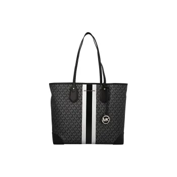 MICHAEL KORS Eva Leather Tote Bag, Shopping Bag, Shoulder Bag, Handbag Large Size Women's Black