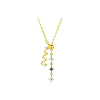 Royal Dragon Mirror 925 Sterling Silver Zircon Necklaces Women's Silver/Yellow