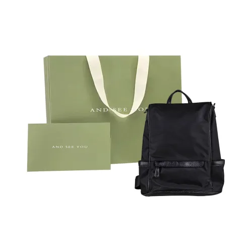 ANDSEEYOU Oxford Backpack Women's Black/Apricot Gray