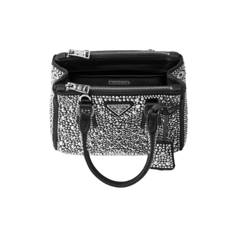 PRADA Fabric Shoulder Bag Crossbody Bag Handbag Mini Women's Metallic Silver-4