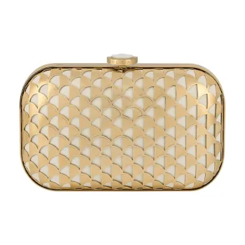 BVLGARI Metal Clutch Women's White & Gold