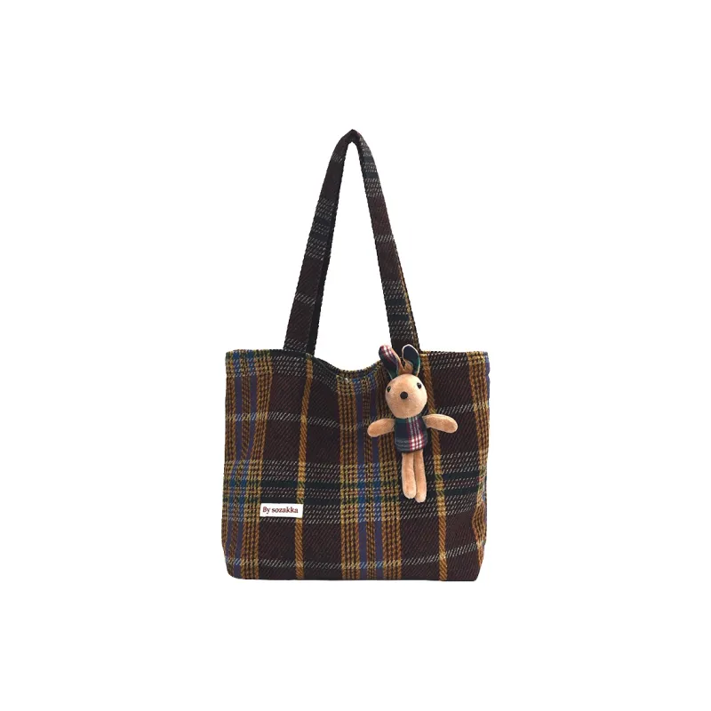 GOX Woolen Shoulder Bag Regular Women's Green/Brown-6