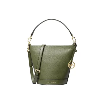 MICHAEL KORS Litchi Grain Leather Bucket Bags Shoulder Bag Crossbody Bag Handbag Small Size Women's Olive Green