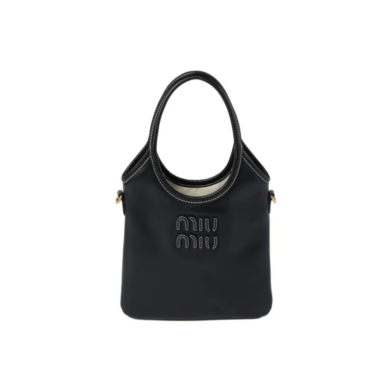 MIU MIU Ivy Leather Shoulder Bag, Crossbody Bag, Handbag Regular Women's Black-0