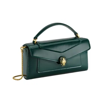 BVLGARI Serpenti Forever Calfskin Shoulder Bag Crossbody Bag Handbag Micro Women's Green
