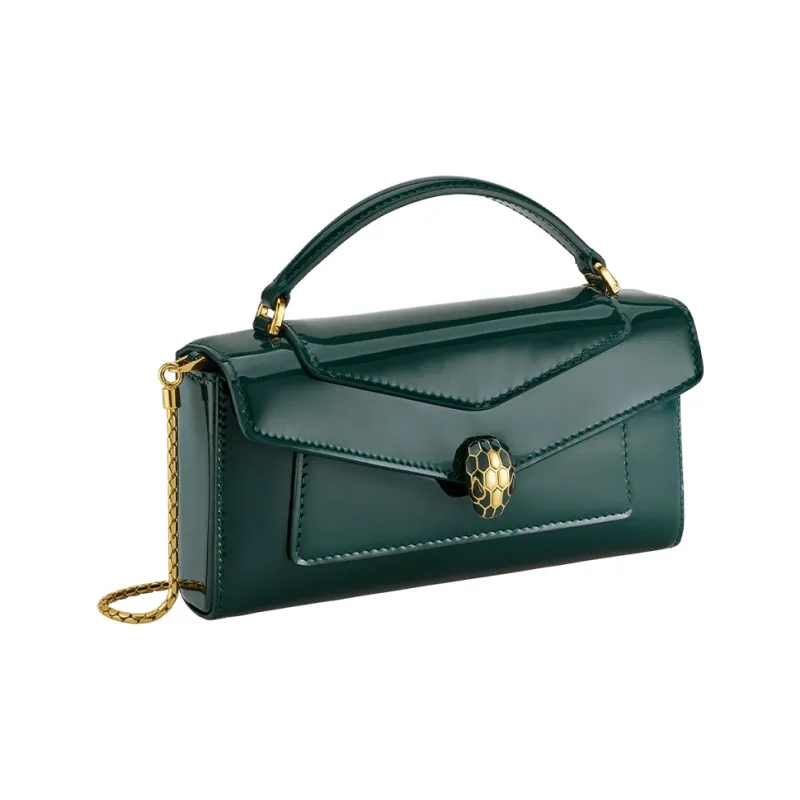 BVLGARI Serpenti Forever Calfskin Shoulder Bag Crossbody Bag Handbag Micro Women's Green-0