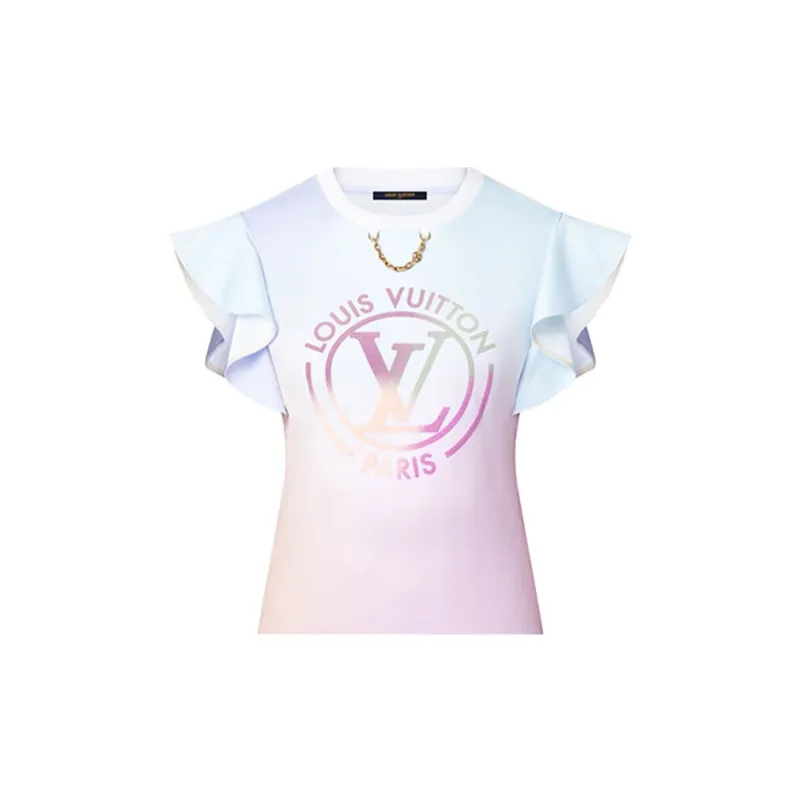 LOUIS VUITTON Gradient Lv Circle Flounce Sleeve T Shirt-5