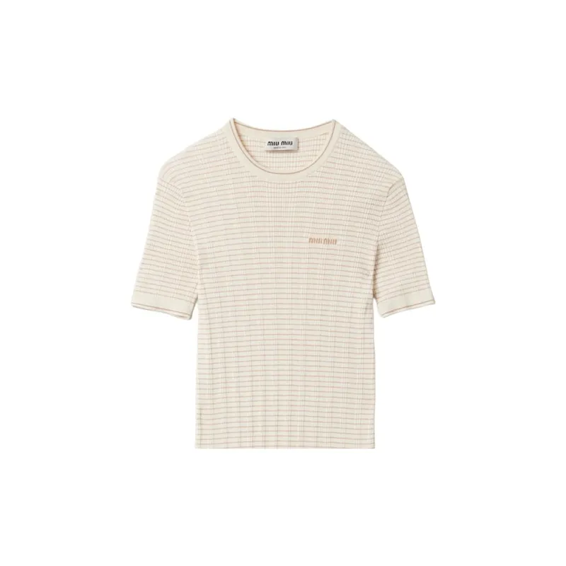 MIU MIU Short Sleeved Dresses Women's Beige-5