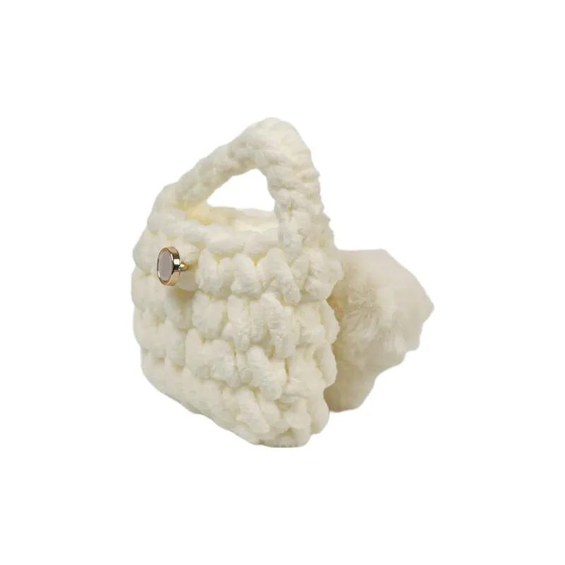 Wei Xin Compatibility Apple AirPods 4/2/3/4th Generation/AirPods Pro/Pro 2 Plush Kitten Woven Bag Headphone Cases-1