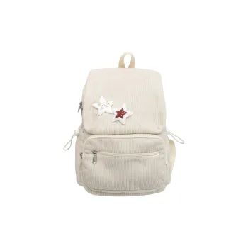 LUVISTRUE Corduroy Backpack Medium Size Women's Beige/Khaki/Black