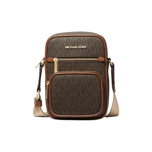 MICHAEL KORS Jet Set Coated Canvas Shoulder Bag Crossbody Bag Medium Size Women's Brown