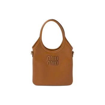 MIU MIU Ivy Leather Shoulder Bag, Crossbody Bag, Handbag Regular Women's Cognac