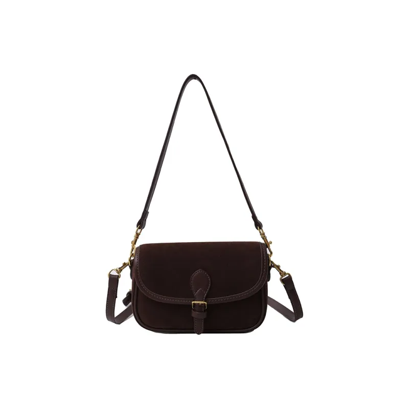HCXK Suede Crossbody Handbag, Shoulder Bag Women's Blue/Coffee-3