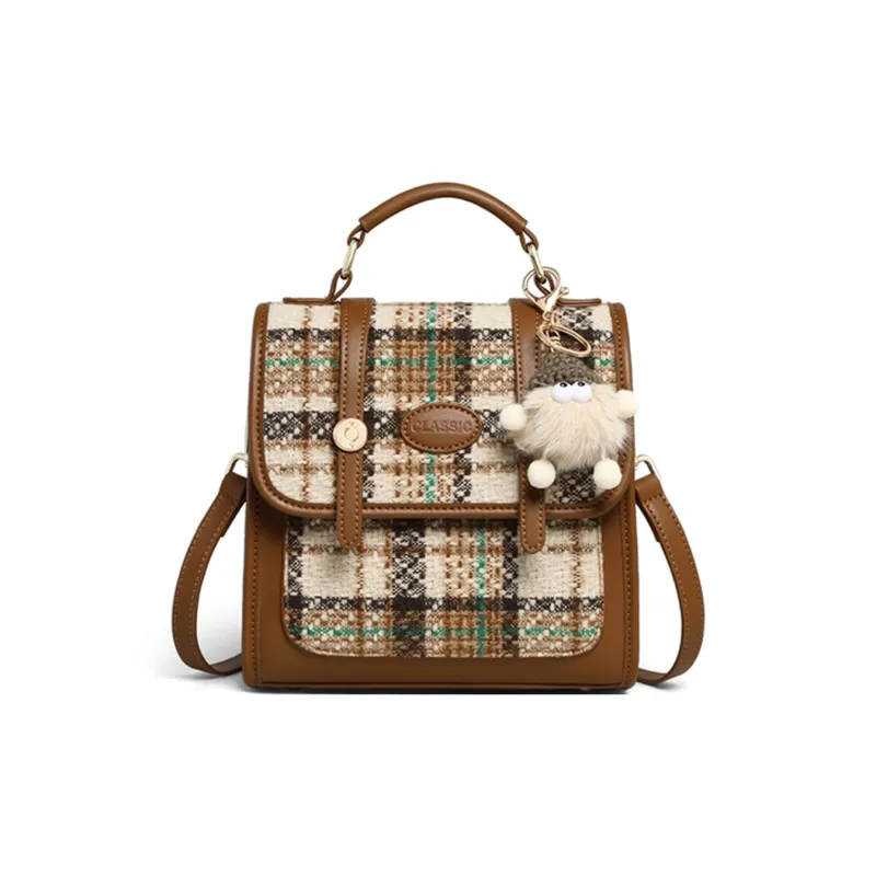 COMELY Fabric, Synthetic Leather Small Backpack Regular Women's Coffee-1