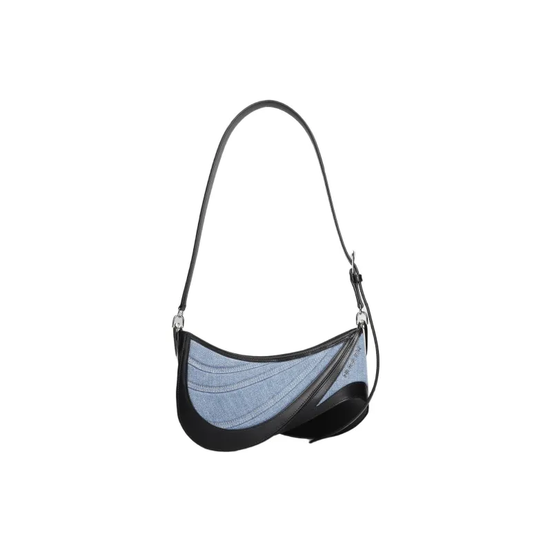 Mugler Canvas Shoulder Bag Regular Women's Blue-1
