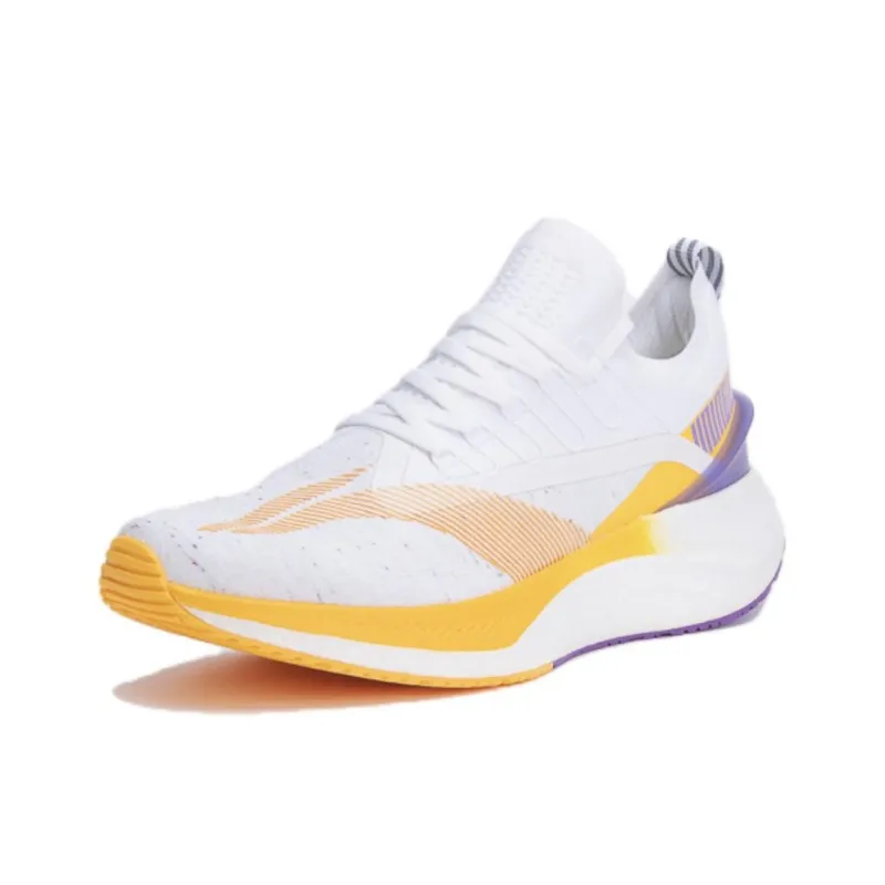 LiNing YueYing Element Cushioning Breathable Low-Top Running Shoes Men's White Orange-2
