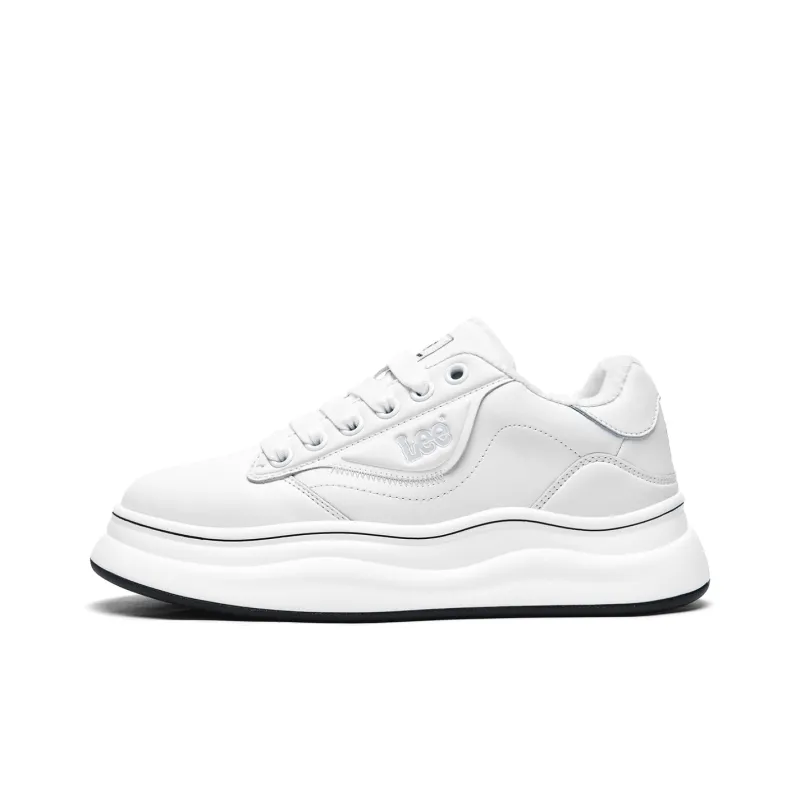 Lee Versatile Trendy, White Sneakers, Classic Fashion Commute Low Top Height Increasing Skateboard Shoes Men's-6
