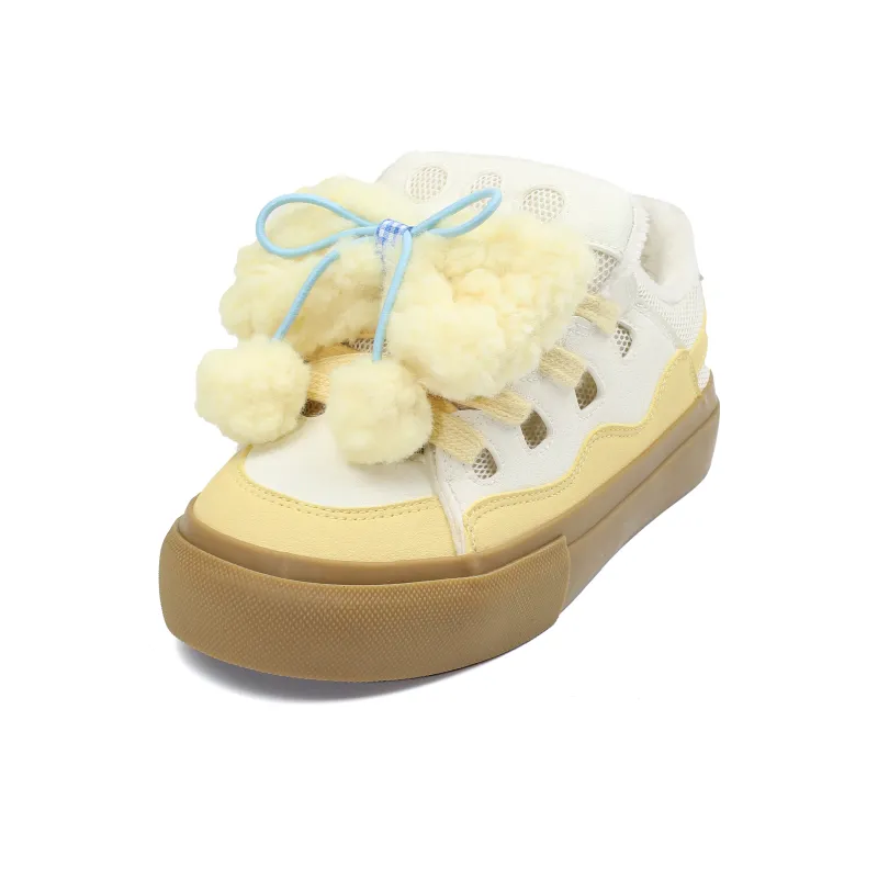 B10CROWN Warm Anti Slip And Wear Resistant Low Top Skateboard Shoes Women's Milk Tea Beige-1