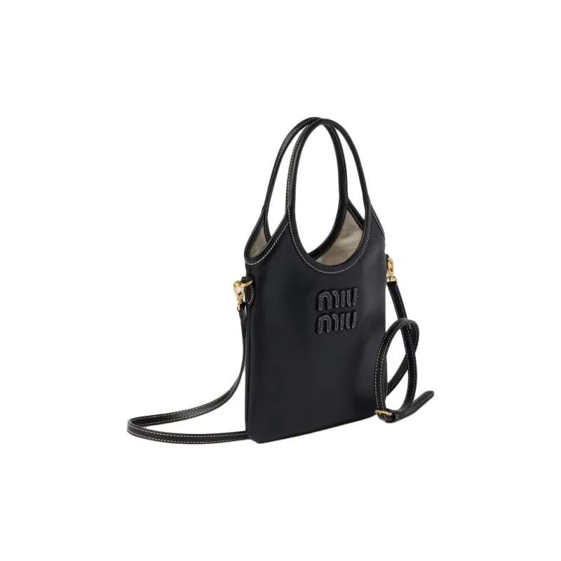 MIU MIU Ivy Leather Shoulder Bag, Crossbody Bag, Handbag Regular Women's Black-1