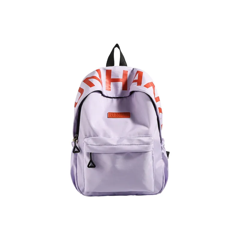 LUVISTRUE Nylon Fabric Backpack Unisex White/Black/Purple/Khaki/Pink-14