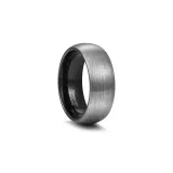 Plain Band Ring Silver+Black (Width 8mm)
