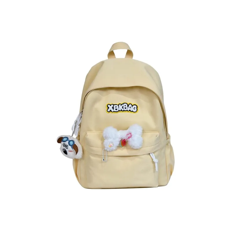 LUVISTRUE Nylon Backpack Large Size Unisex Ecru Black/Yellow/Light Green/Light Blue-9