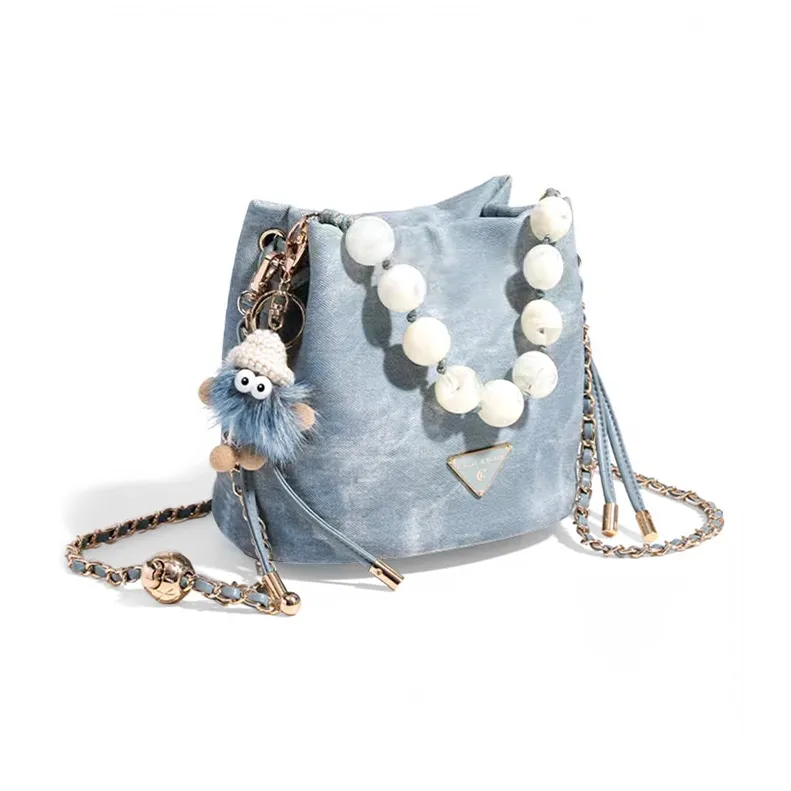 CLEVER& KETCH PU Bucket Bag Portable Crossbody Bag Shoulder Bag Regular Women's Ecru/Pink/Blue-8