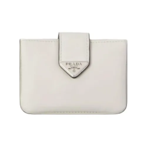 PRADA Leather Card Holder Men's White