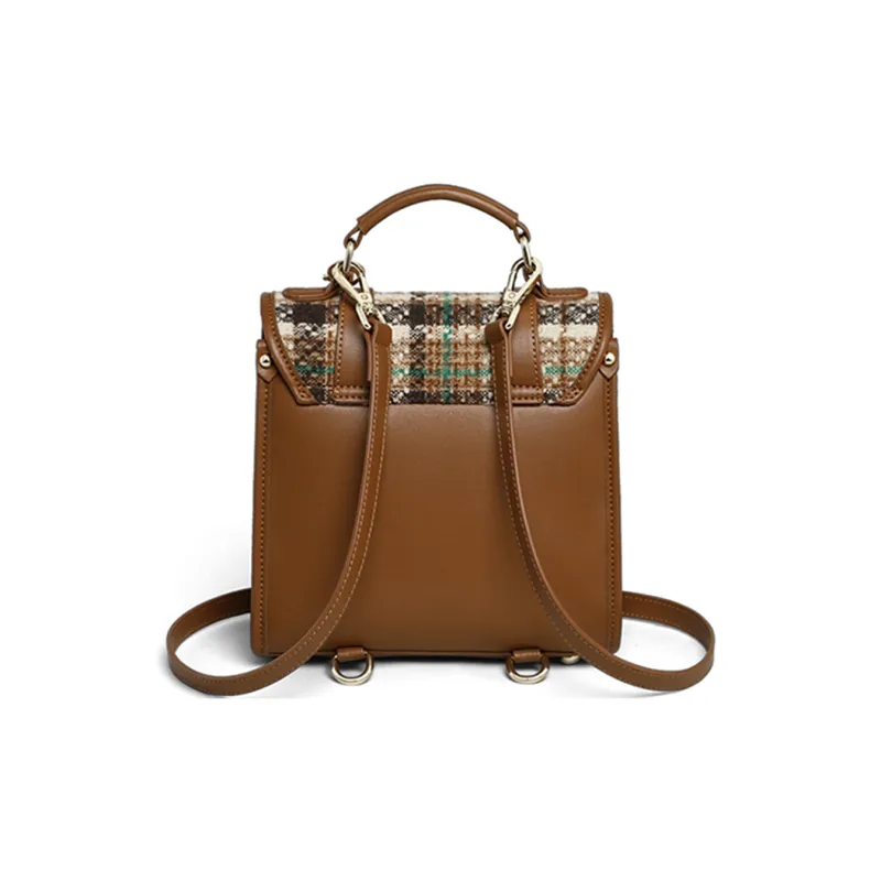 COMELY Fabric, Synthetic Leather Small Backpack Regular Women's Coffee-3