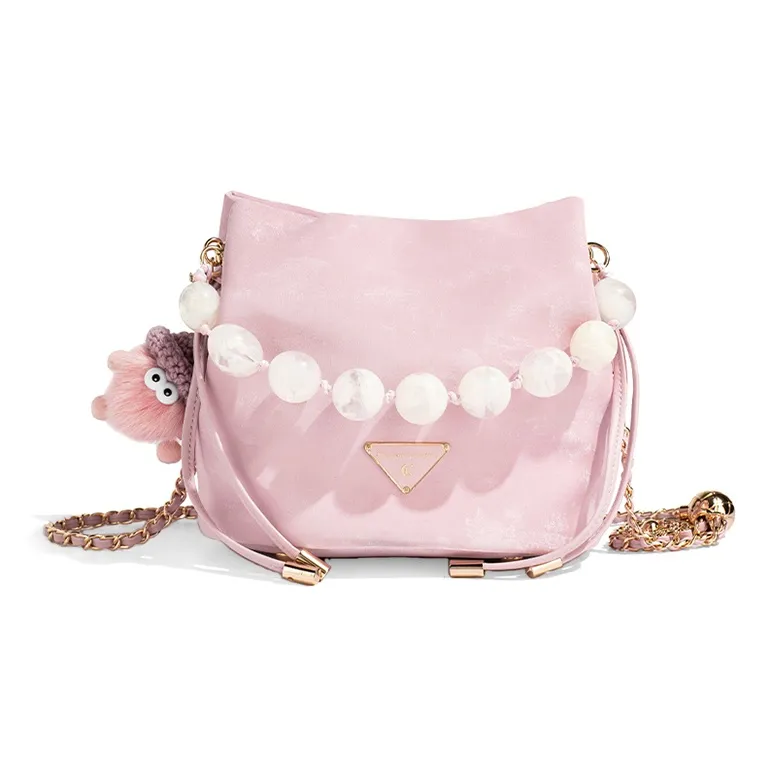 CLEVER& KETCH PU Bucket Bag Portable Crossbody Bag Shoulder Bag Regular Women's Ecru/Pink/Blue-5