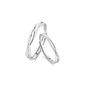 Muyan S999 Fine Silver Interwoven Love Ring Unisex