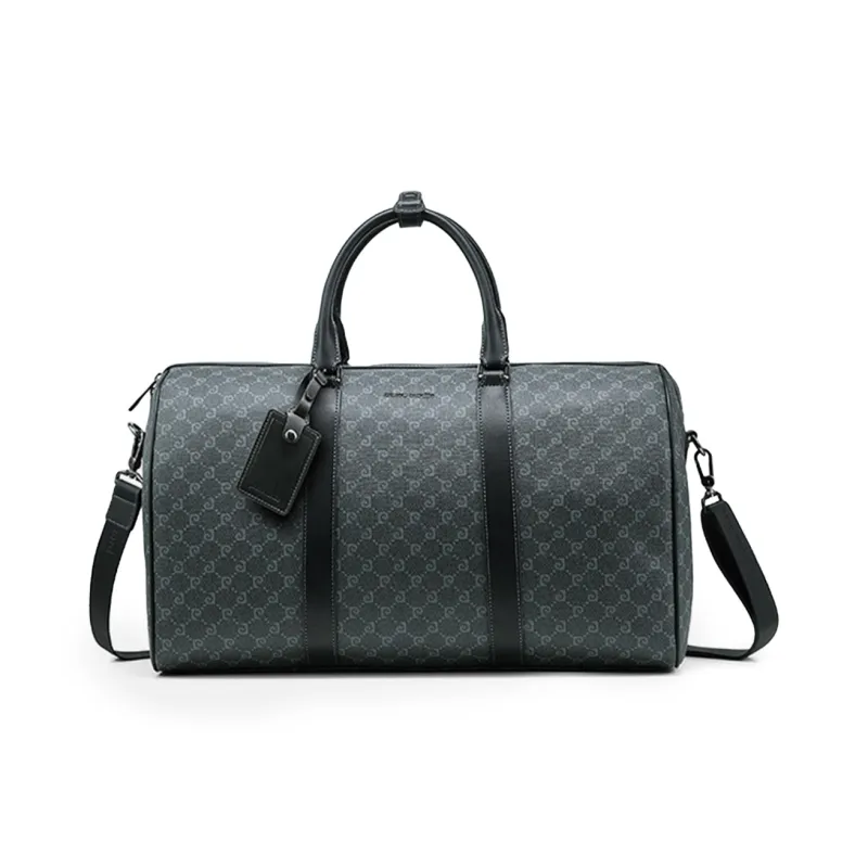 PIERRE CARDIN PVC One Shoulder Crossbody Bag, Travel Bag Men's Black Gray-1